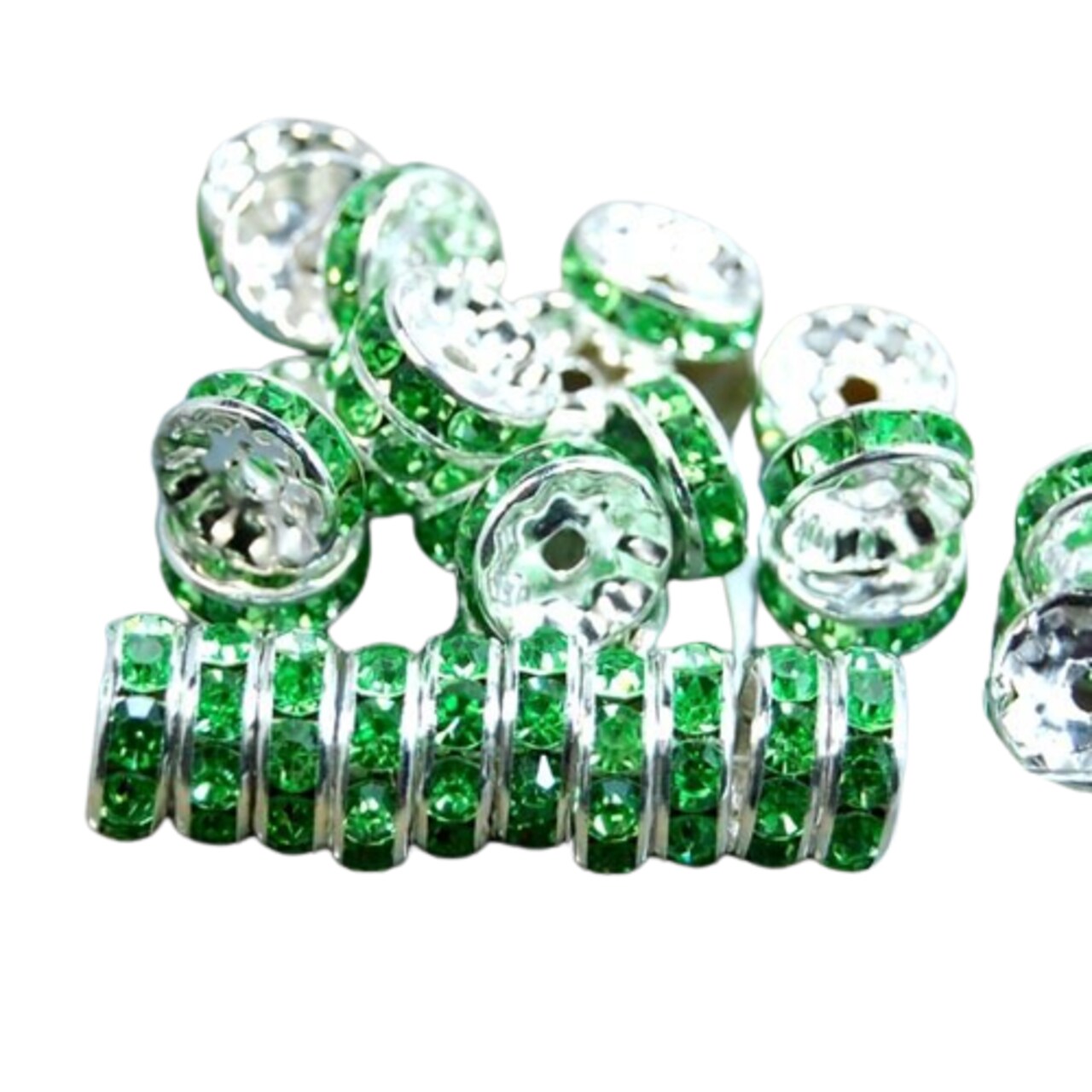 Kitcheniva 100 Pcs Czech Crystal Rhinestone Silver Rondelle Spacer Beads